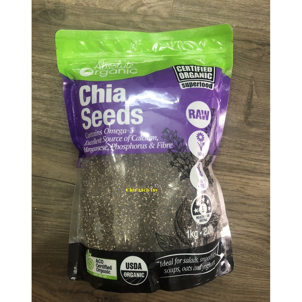 [Logo Đáy + Tem Chống giả bộ Công An] Hạt chia Absolute Organic 1kg xách tay Úc