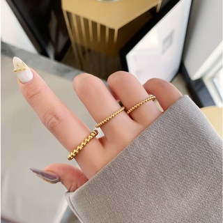 Nhẫn Titan Nữ Hạt Bi Nhỏ Xinh Thời Trang Cá Tính Không Đen Không Gỉ TT 3913