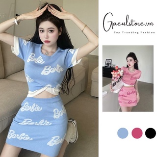Gaeul store- Set váy body len dệt kim BARBIE hot hit cho nữ hàng QC