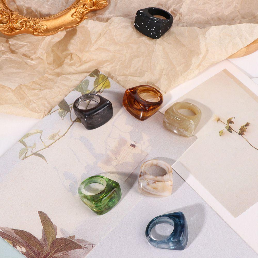 Nhẫn Acrylic Họa Tiết Đá Cẩm Thạch Nhiều Màu Trang Trí Nghệ Thuật Cho Nữ