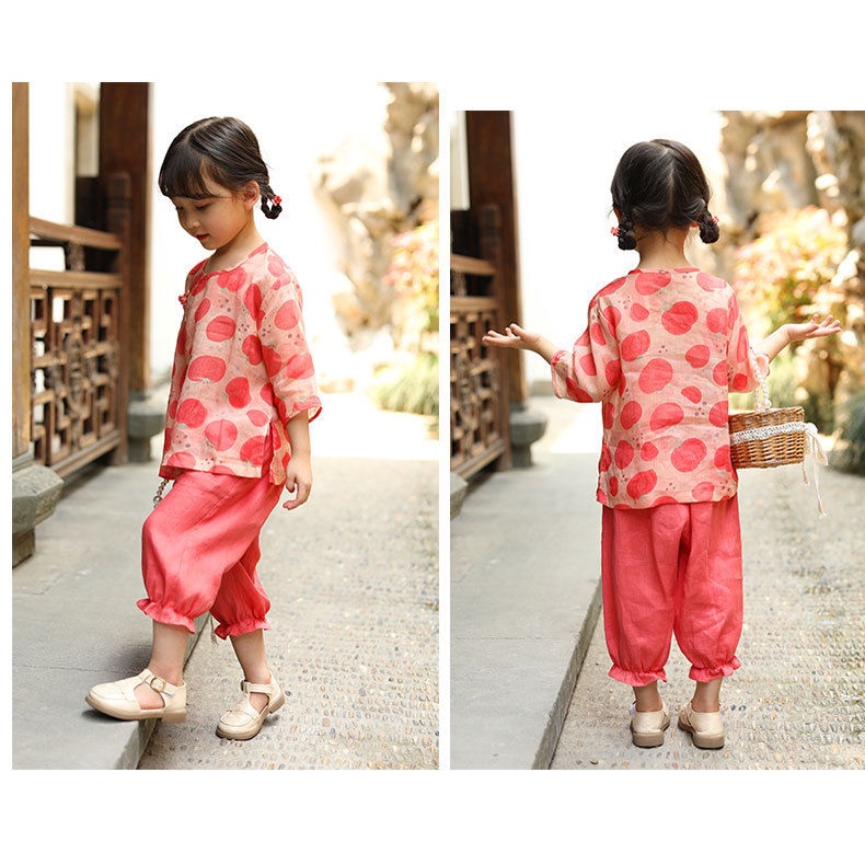 [Babycat] Hàng Có Sẵn Bộ Hán Phục Cách Tân Mùa Hè Phong Cách Trung Hoa Truyền Thống Mỏng Kiểu Truyền Thống Mặc Ngoài Cho Bé Gái Hàng Có Sẵn Phong Cách Trung Quốc