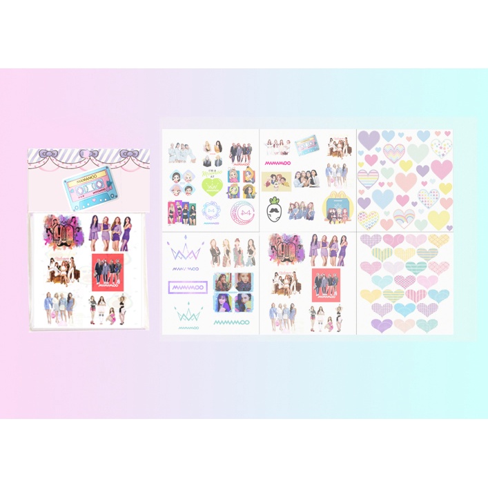 set 6 sticker washi got7 itzy mamamoo red velvet S6W20 cute dễ thương hoạt hình ko bế 10x10cm