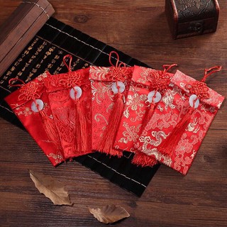Túi gấm lì xì tết đựng tua rua túi đồng tâm kết hồng bao trang trí bàn học trang trí nhà cửa đẹp