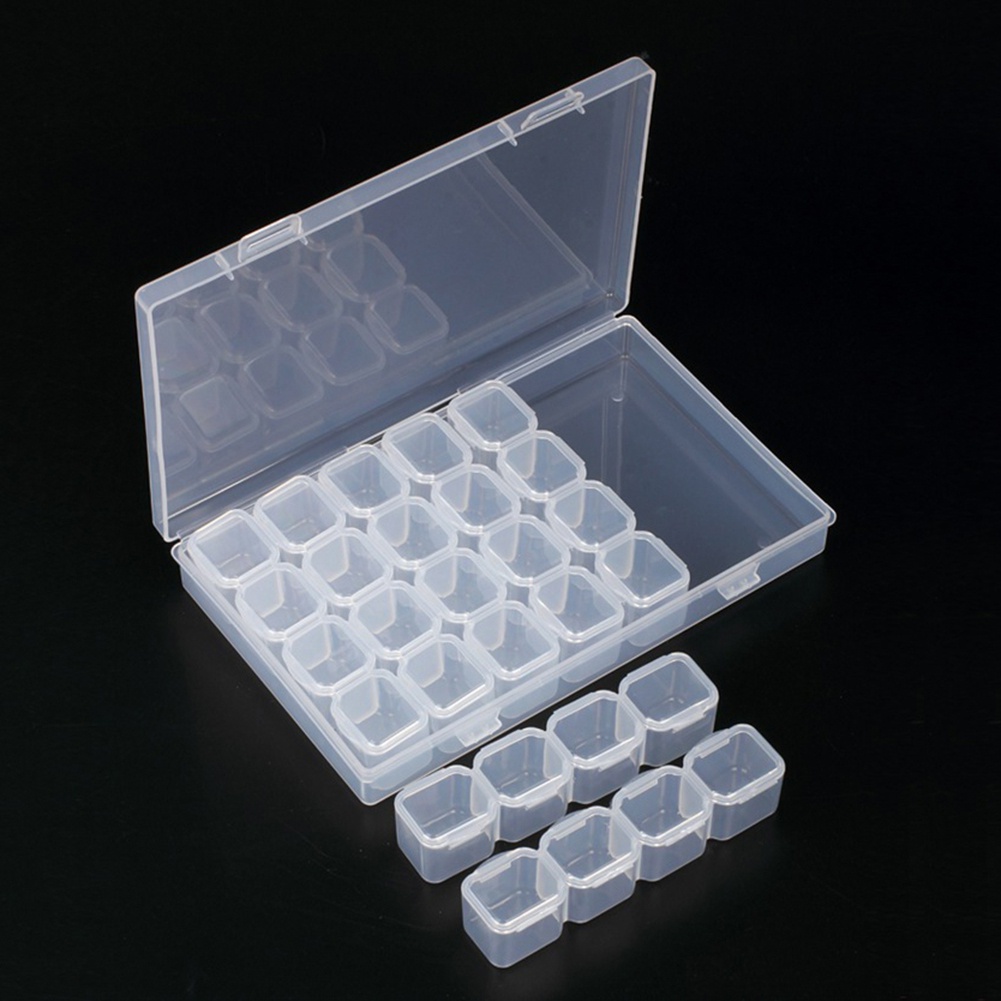 Hộp Nhựa Trong Suốt 28 Ngăn Đựng Trang Sức / Móng Tay Giả Tiện Dụng