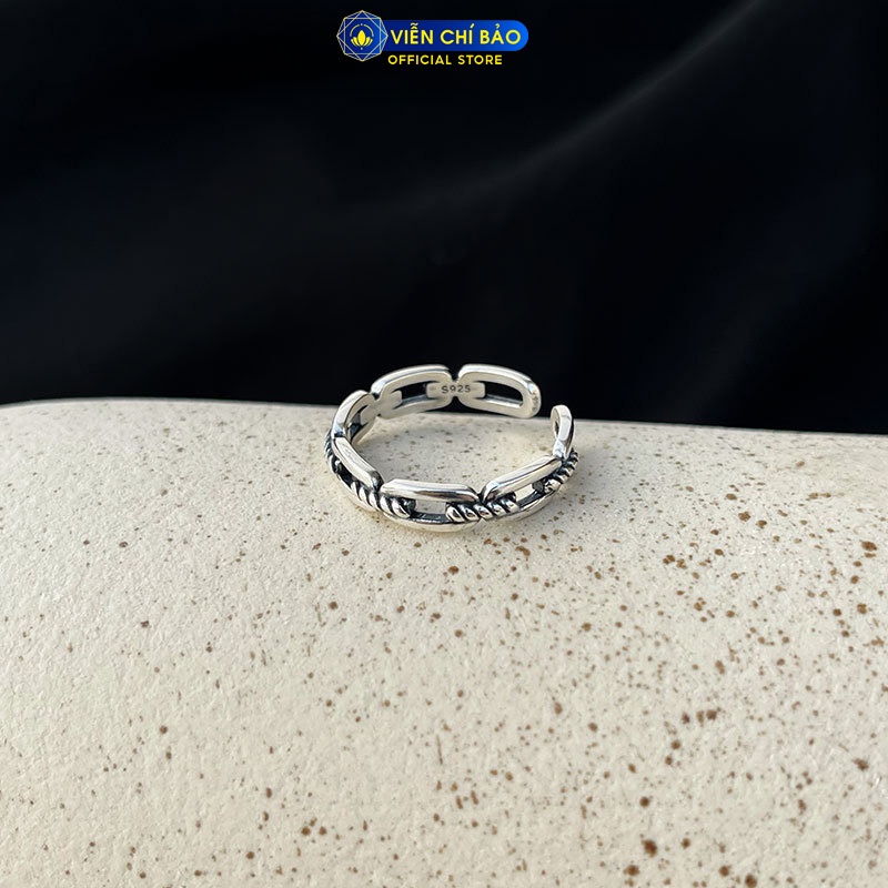 Nhẫn tay bạc nữ đan classic 2 chất liệu bạc 925 thời trang phụ kiện trang sức nữ thương hiệu Viễn Chí Bảo N000563
