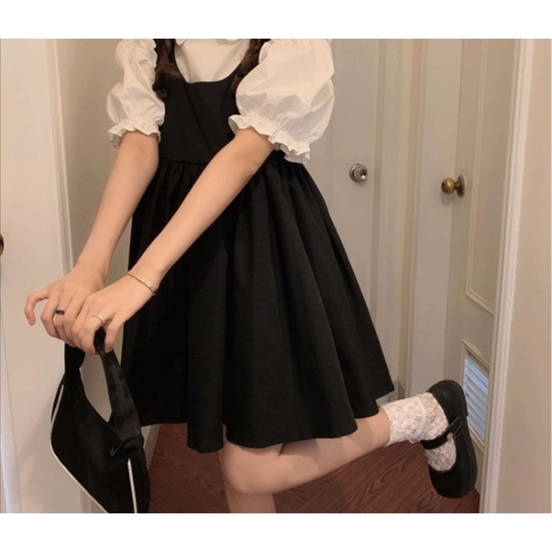 Set yếm áo cộc tay tay bồng siêu xinh 2203 | BigBuy360 - bigbuy360.vn