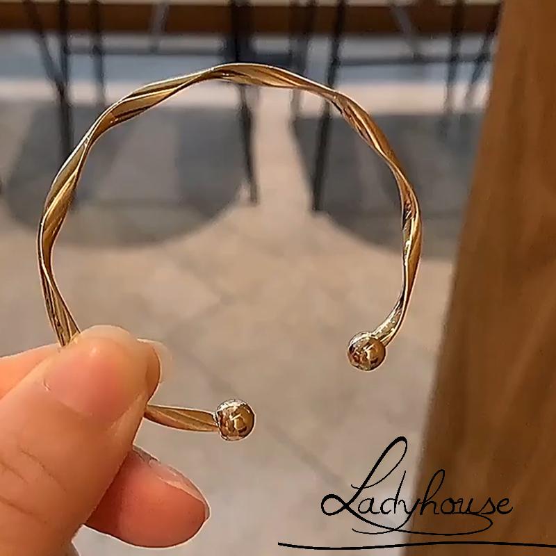 Vòng đeo tay dạng mở thiết kế hình tròn màu sắc đơn giản cho nữ