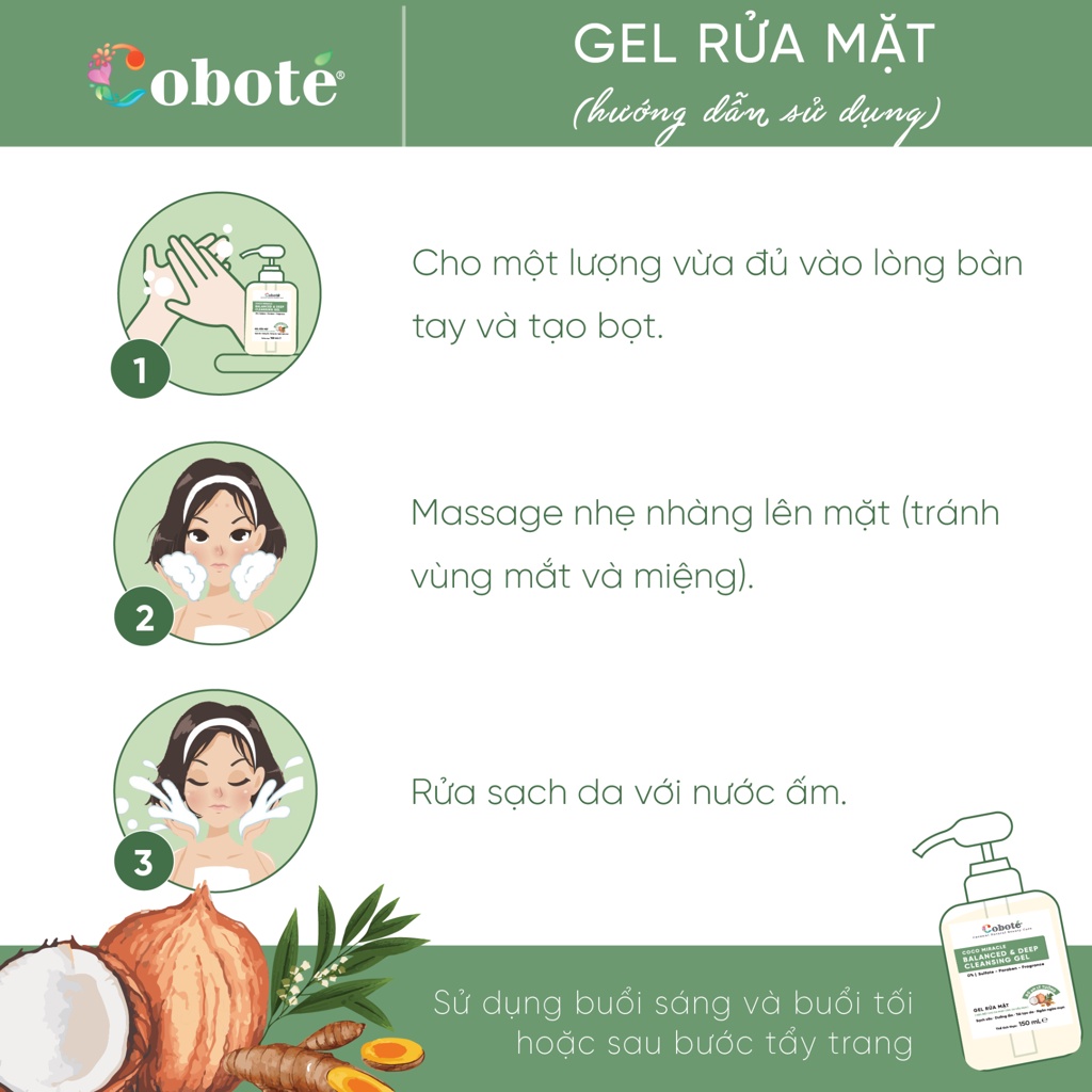 Gel Rửa Mặt Cobote 150ml - Thuần chay thuần tự nhiên