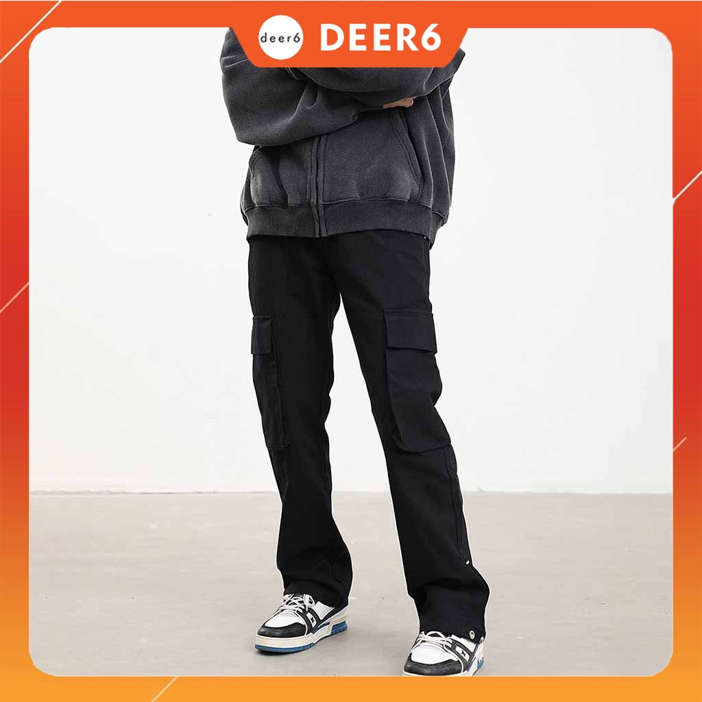 Quần dài kaki cargo bấm nút K038 màu đen