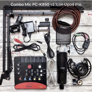  Combo Hát Thu Âm Livestream Cao Cấp Míc TAKSTAR PC K850 Kèm Soun Card icon upod pro đầy đủ phụ kiện 
