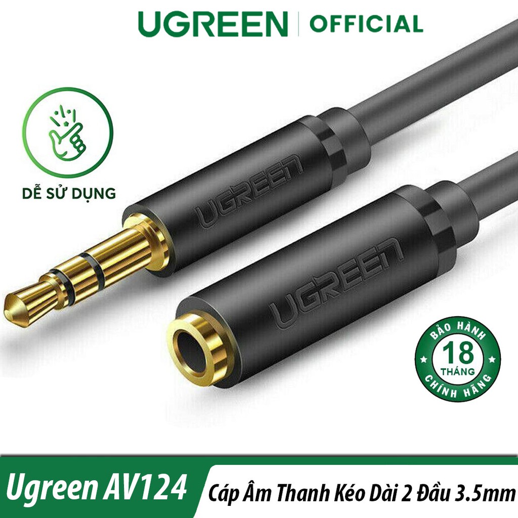 Cáp Kết Nối Âm Thanh 3.5mm Màu Đen Ugreen AV124 Chính Hãng
