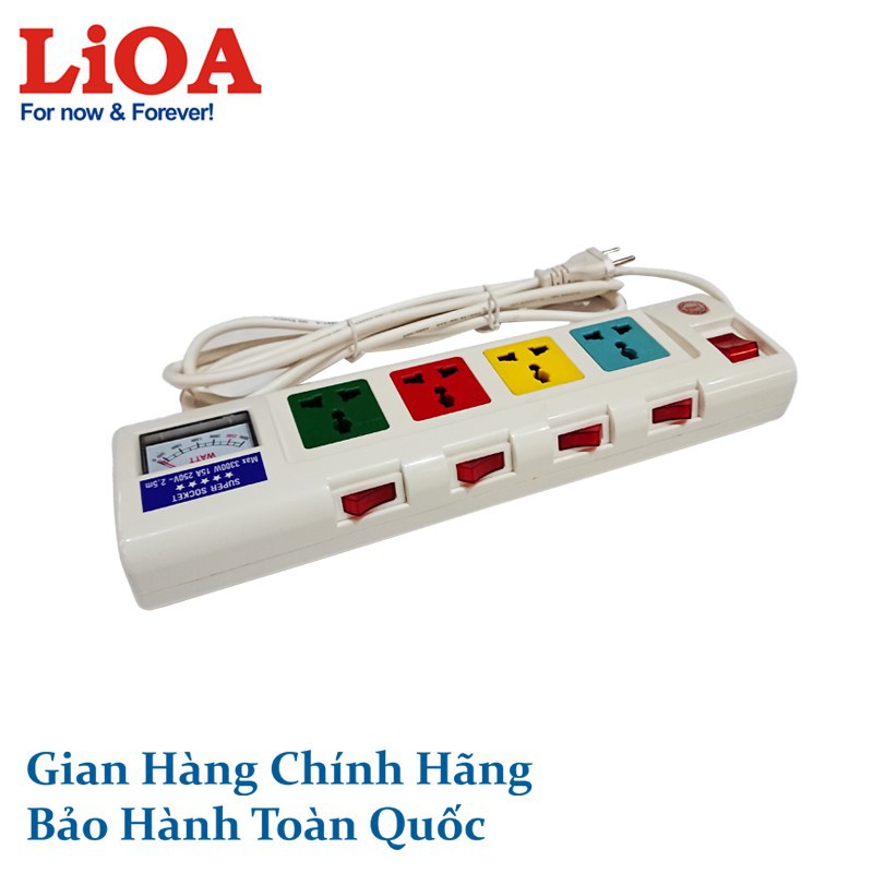 Ổ cắm điện Lioa 4OFSSA2.5-2, 4 ổ cắm, dây dài 2.5m, màu trắng