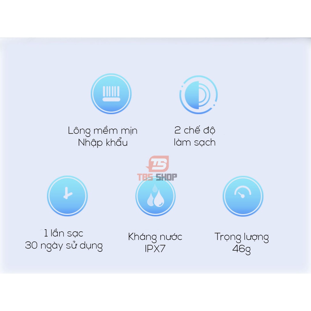Bàn chải điện xiaomi Mijia T100 pin sạc kháng nước ipx7 46g - AH011
