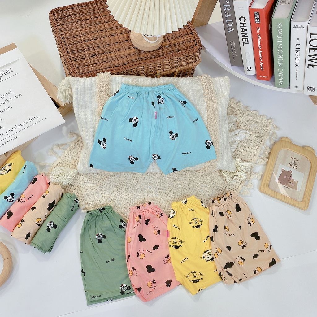 Quần Đùi Thun Lạnh Hoạ Tiết Đáng Yêu Cho Bé Trai, Bé Gái 5-15kg