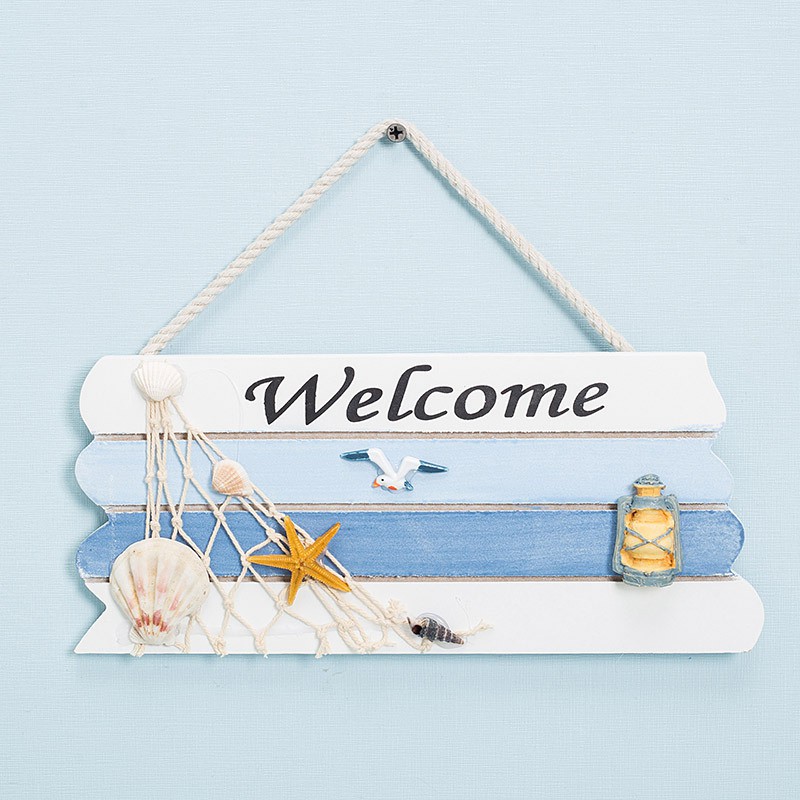 Biển chào Welcome 27cm hình đèn dầu - Decor đồ trang trí theo phong cách biển Địa Trung Hải