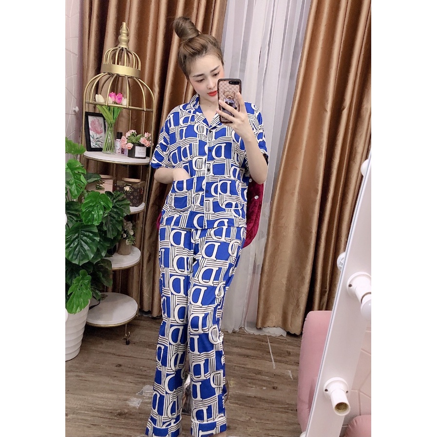 Đồ Ngủ Nữ Bộ Pijama Họa Tiết Đẹp Chất Lụa Hàn