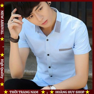 Áo Sơ Mi Nam Ngắn Tay H&H-OTK9 Phối Viền Cổ Trong Mẫu (2) Thời Trang Hàn Quốc