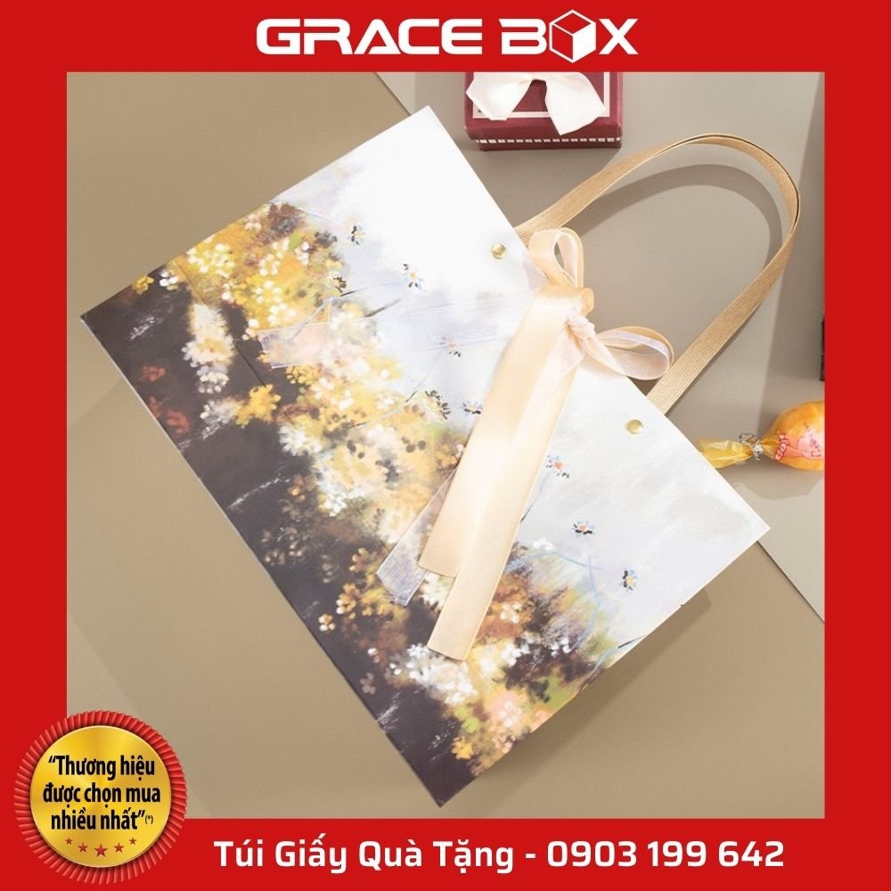 {Mẫu Hot} Túi Giấy Quà Tặng Bức Tranh Cánh Đồng Hoa - Mẫu HOT Nhất Tại Siêu Thị Bao Bì Grace Box