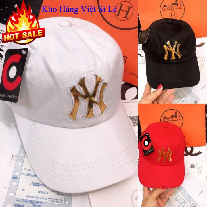 Mũ lưỡi trai nam nữ ♥️FREESHIP♥️ Nón kết thêu logo NY thể thao kaki mền mịn thoáng mát thấm hút mồ hôi màu đen đỏ trắng