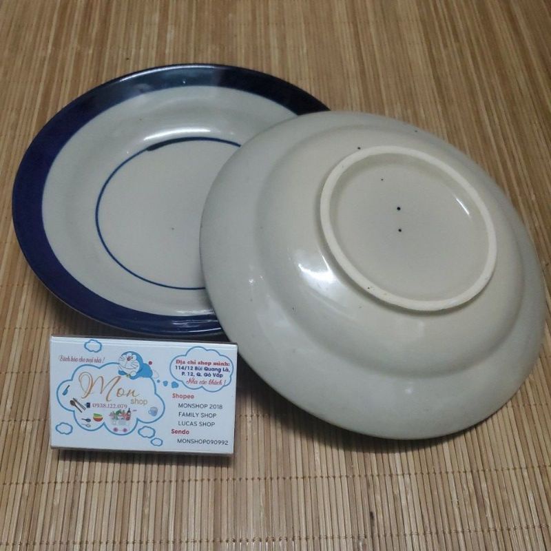 💢💥SET 2 DĨA GỐM XƯA CAO CẤP HỌA TIẾT CHỈ XANH😉 20CM🤗 Dĩa gốm làm từ đất sét Cao Lanh🔥 Siêu hot💥