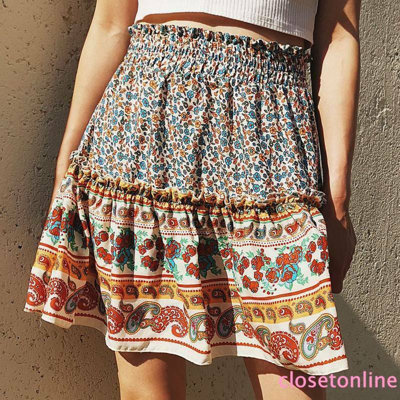 Chân Váy Xếp Ly Họa Tiết Hoa Lưng Cao Co Giãn Thời Trang Mùa Hè Cho Nữ | BigBuy360 - bigbuy360.vn