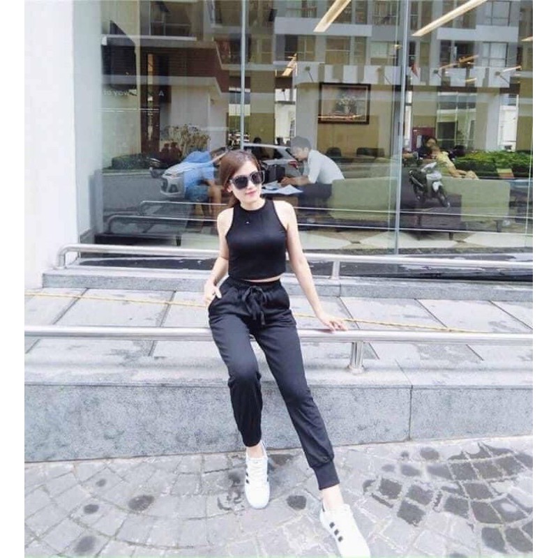 Quần joggers nữ len tăm bo gấu lưng thun💥Quần joger len tăm cao cấp[dầy dặn, co dãn tốt, free ship] | BigBuy360 - bigbuy360.vn