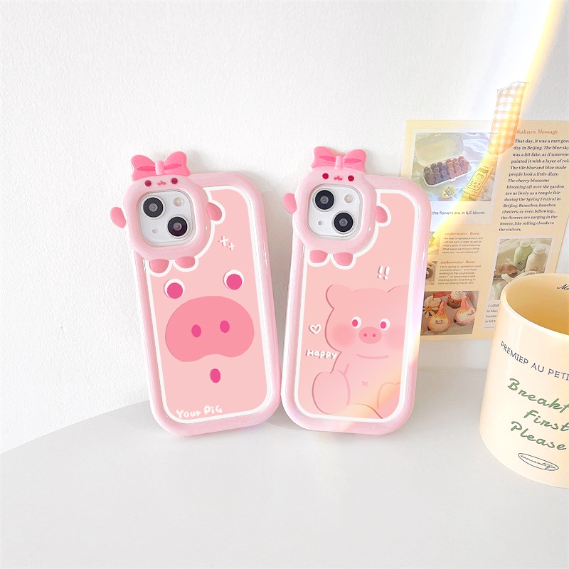 Ốp lưng iphone camera nơ Cute Pig 6/6plus/6s/6splus/7/7plus/8/8plus/x/xs/11/12/13/14/pro/max/promax/plus/shin/case | BigBuy360 - bigbuy360.vn