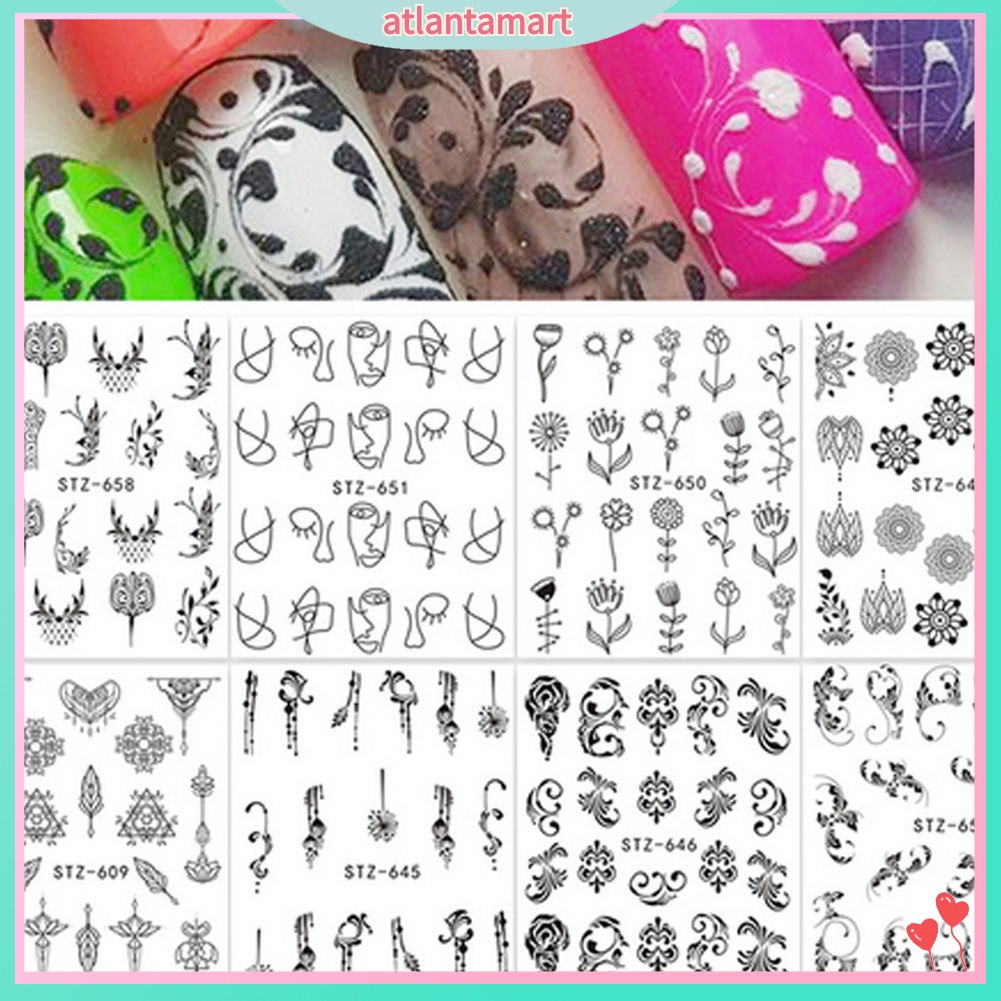 [Hàng mới về] Miếng dán móng tay họa tiết hoa và lông vũ