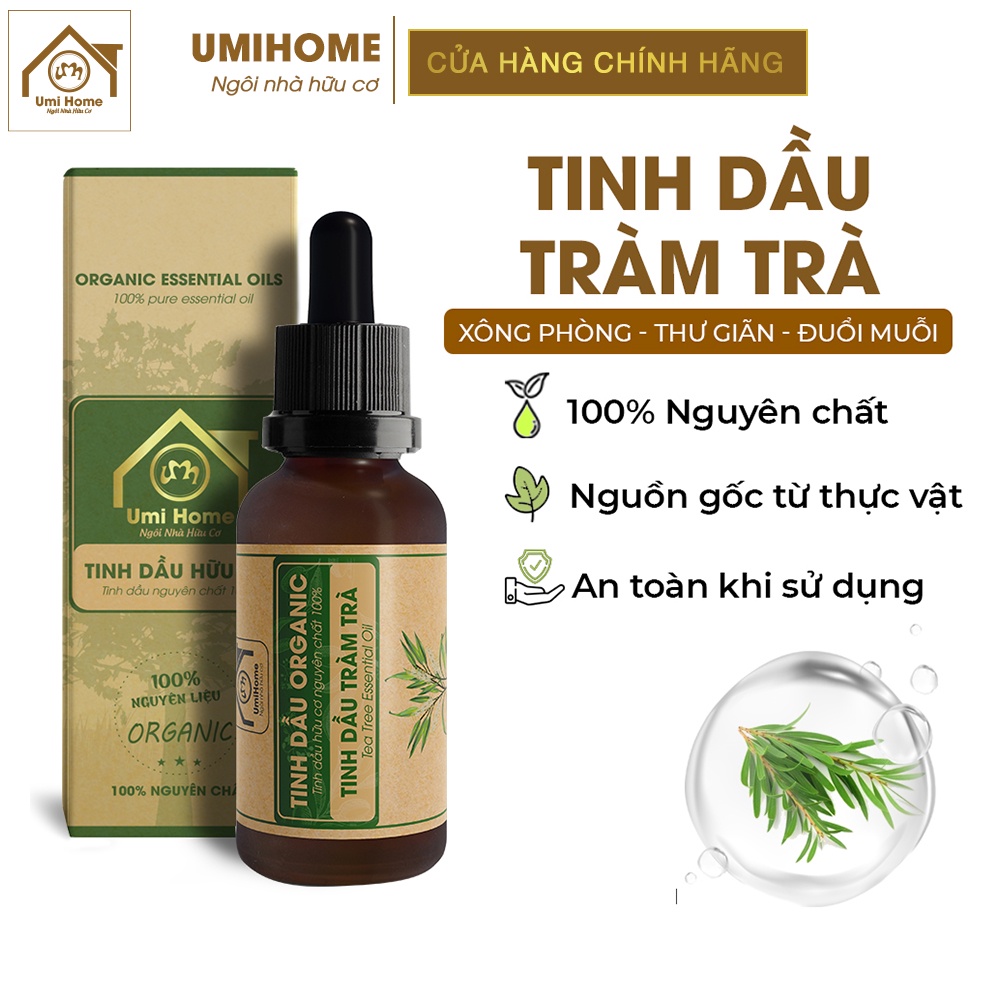 Tinh dầu Tràm Trà Tea Tree Oil hữu cơ UMIHOME nguyên chất 10ml - Ngừa mụn và ngăn ngừa thâm sẹo hiệu quả, phục hồi da