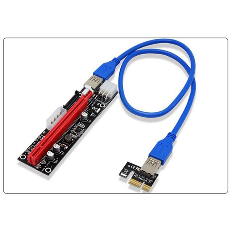 VER103C 3 in 1 LED Riser Power PCI-E Riser Card 4Pin 6Pin Sata 15PIN PCI Express 1X to 16X Extension Cable for Bitcoin