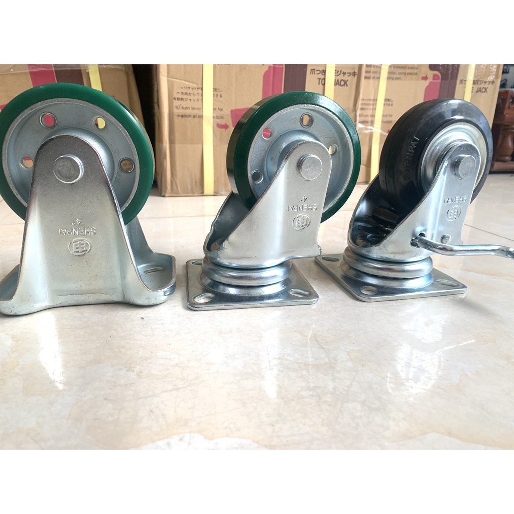 Bánh xe công nghiệp Shenpai - Đài Loan, Bánh xe PU xanh 100mm