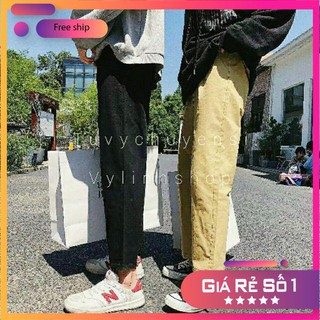 Quần kaki unisex ♥️freeship♥quần basic pants 2 màu đen be