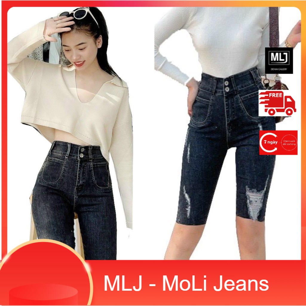 [60kg~90kg] Quần jean ngố / lửng BIG SIZE lưng cao, co dãn mạnh 2 túi cạnh, màu xám lông chuột rách kiểu đẹp 3938 3939