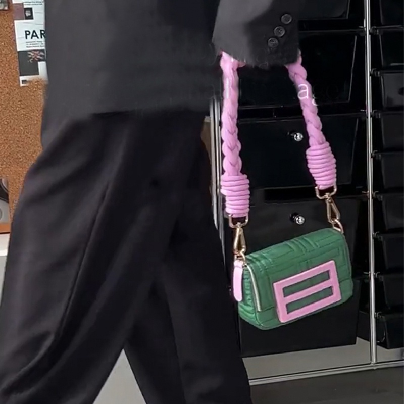 Túi đeo vai IELGY thiết kế dây bện màu tương phản thời trang dành cho nữ