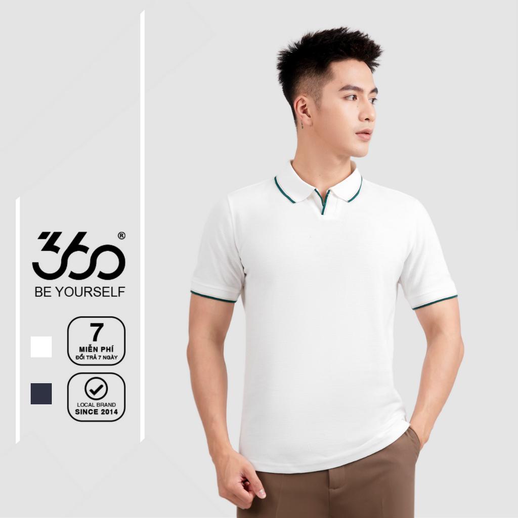 Áo polo nam cổ chữ V cách điệu thương hiệu 360Boutique chất liệu pique cao cấp - POTOL403