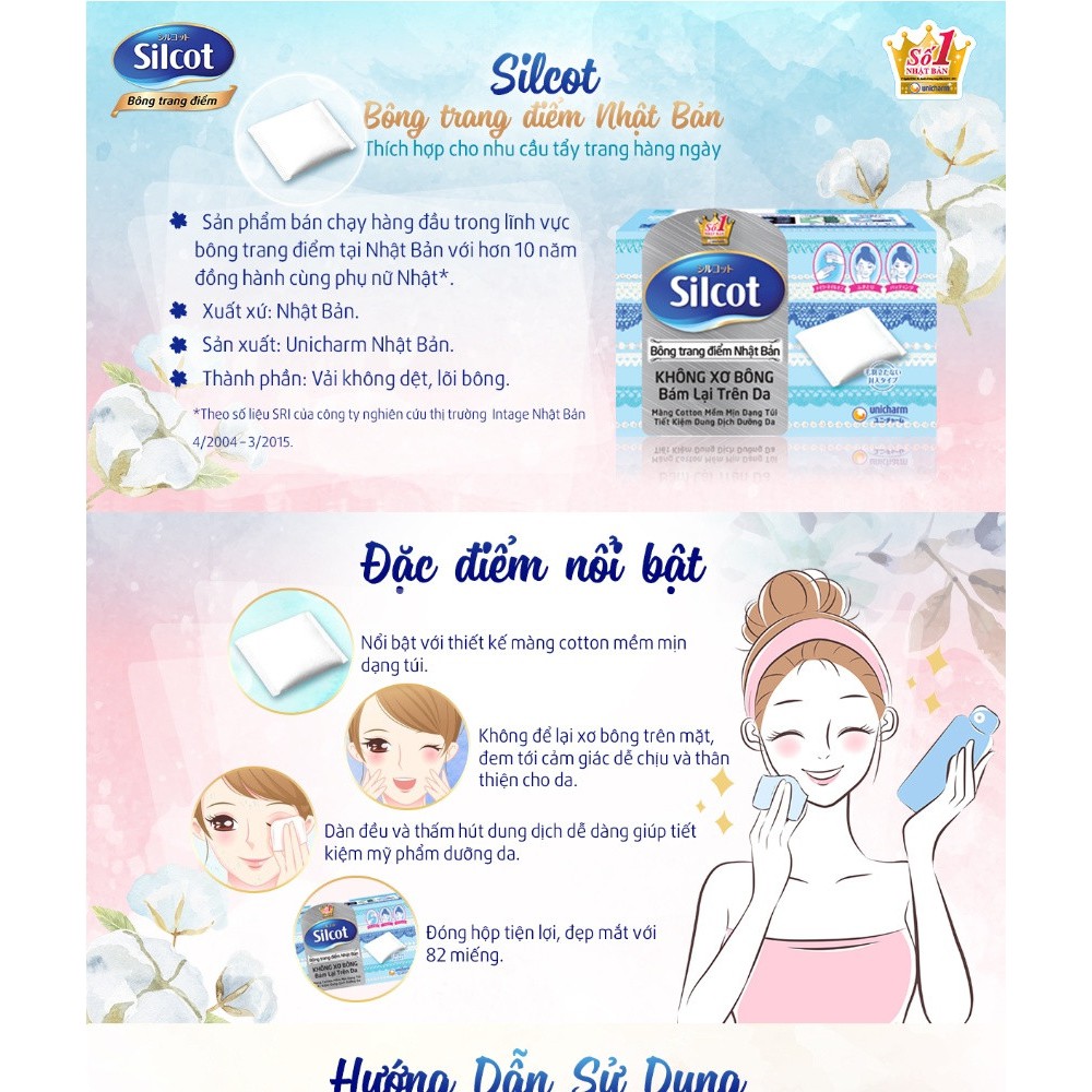 Bông tẩy trang Silcot 82 miếng/hộp | BigBuy360 - bigbuy360.vn