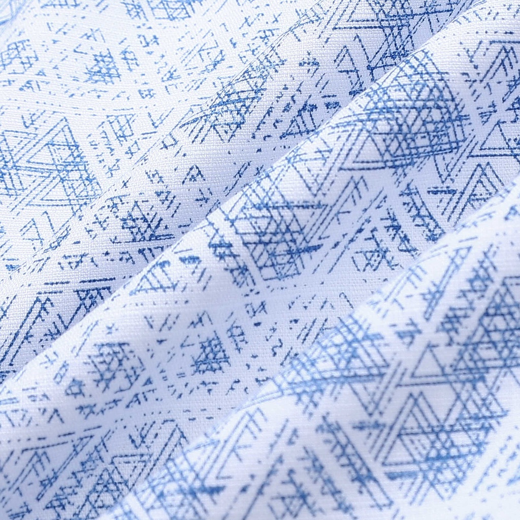 Áo sơ mi nam dài tay ARISTINO họa tiết xanh in trên nền trắng tinh tế, lịch lãm - ALS36601