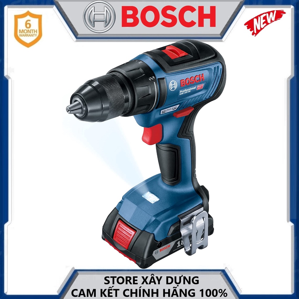 MÁY KHOAN VẶN VÍT PIN 18V BOSCH GSR 18V-50-HÀNG CHÍNH HÃNG