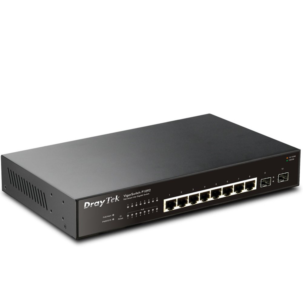 Bộ chia mạng DrayTek VigorSwitch P1092 Switch 8 cổng Gigabit Smart Lite PoE Managed Switch