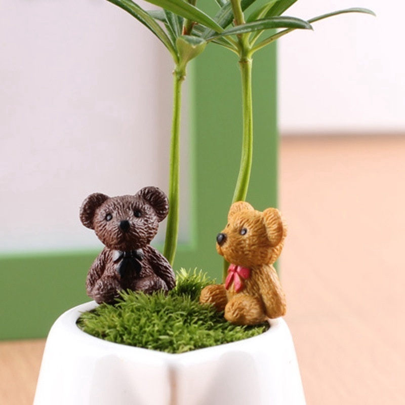 Set 4 Tượng Gấu Mini Trang Trí Sân Vườn