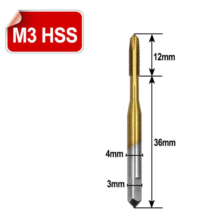 Mũi khoan taro ren ❤️FREESHIP❤️ Bộ 5 mũi taro ren trong M3-M8 phủ Titanium - mũi khoan tạo ren