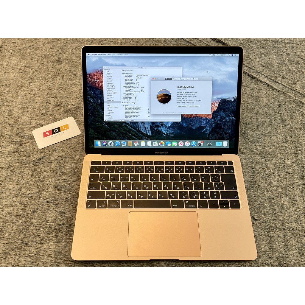 Máy tính MacBook Air (Retina,13-inch, 2018) Core i5 1.6GHz / RAM 16GB / SSD 512GB MUQU2