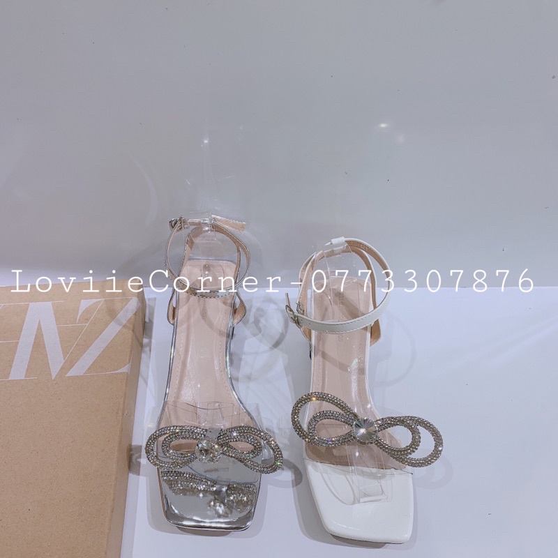 SANDAL CAO GÓT LOVIIECORNER - GIÀY CAO GÓT SANDAL ĐẾ VUÔNG 5 PHÂN DÂY MẢNH ĐÍNH ĐÁ G201202 G210428