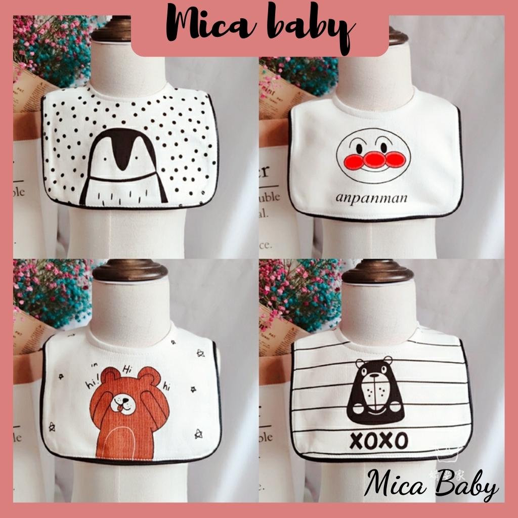 Yếm cổ cho bé ăn dặm in hình thú dáng vuông dáng yêu Mica baby