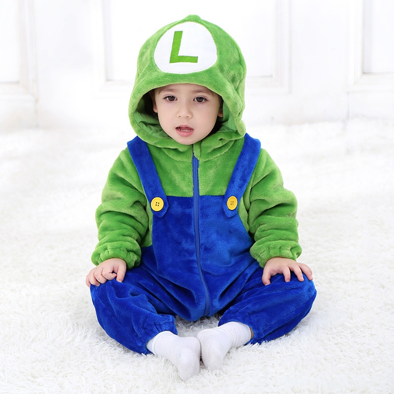Áo Liền Quần Hình Super Mario Hello Kitty Mèo Cho Bé Mới Sinh