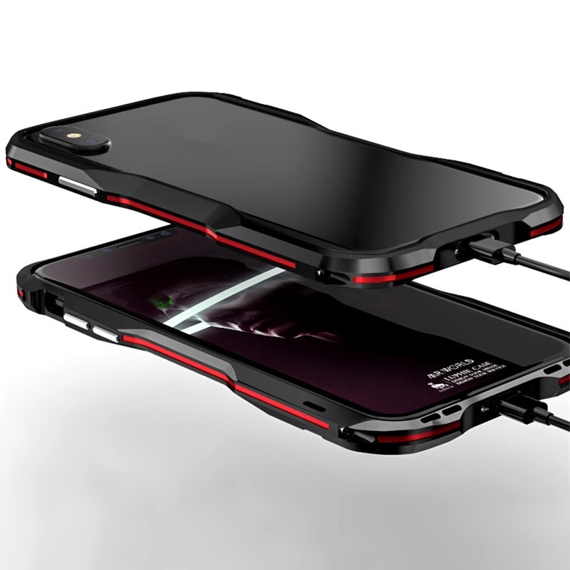 LUPHIE Original Aluminum Metal Bumper Frame compatible for iPhone 11 Pro Max X XS XR 7 8 Plus SE Luxury Case Shockproof Armor irregularly Aluminum Cover
