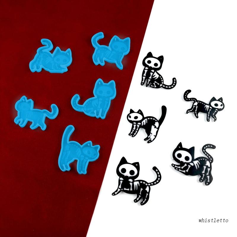 Khuôn Silicone Làm Móc Khóa Hình Mèo Sáng Bóng DIY