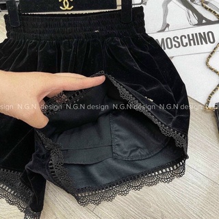 Quần shorts nhung pha ren