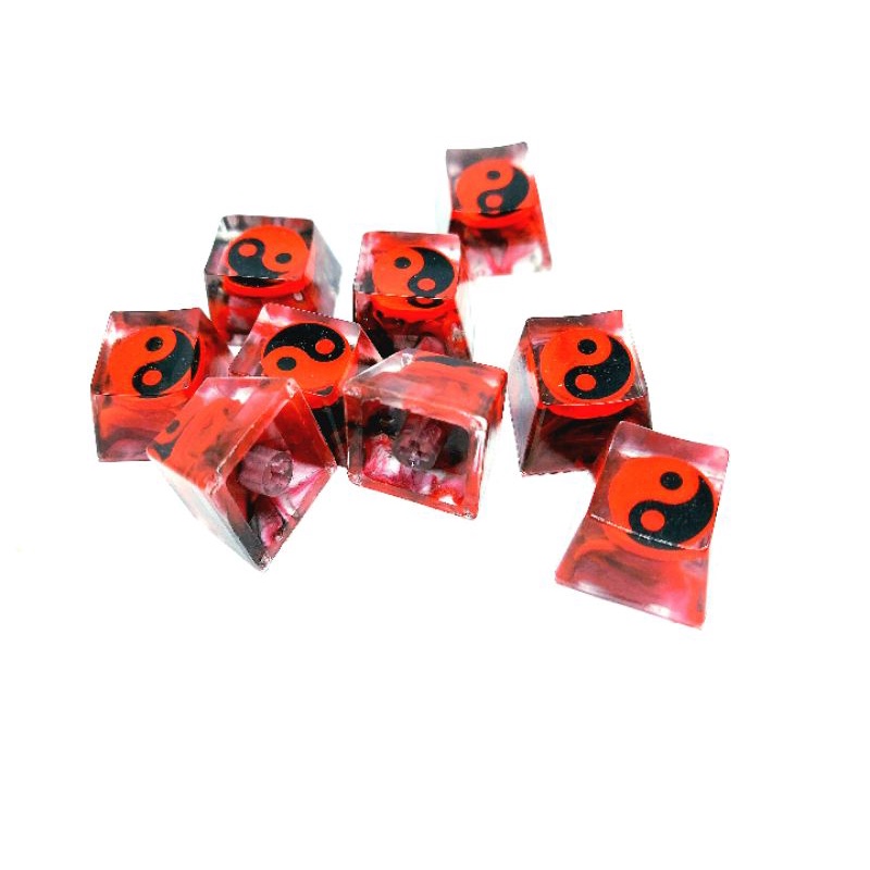 Keycap Ying yang đen đỏ hòa hợp trang trí bàn phím cơ