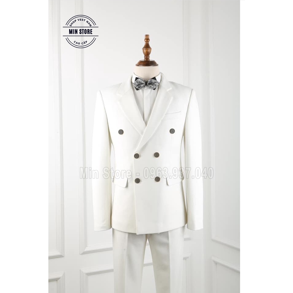 Vest Nam Hàn Quốc 6 Cúc màu đen, Áo Blazer Nam Trắng 2 lớp dày dặn | BigBuy360 - bigbuy360.vn